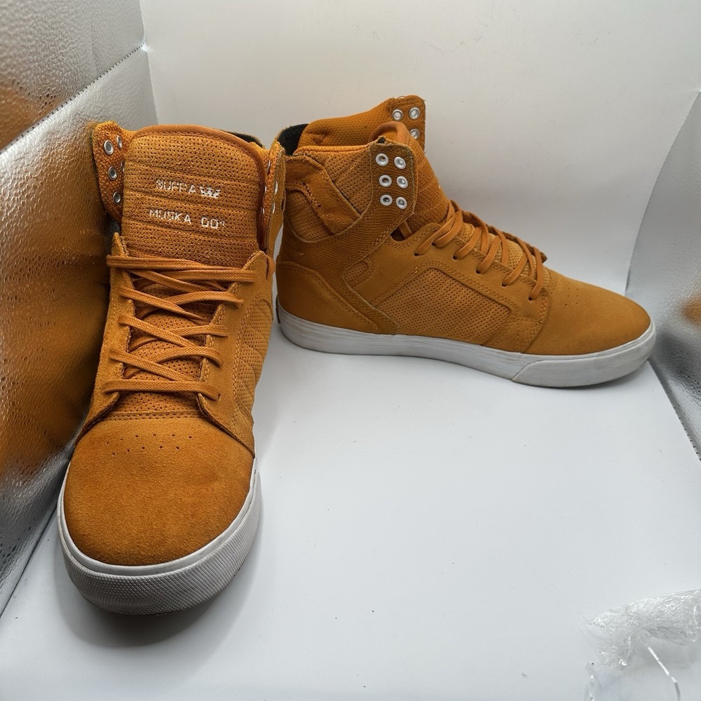 Supra SkytopHigh Top Golden Oak Orange Suede Men's Skate Shoes Size 9 EUR 42.5